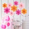 9 PCS Pink and Orange Party Decorations Pink Party Decorations Paper Fans Party Decorations